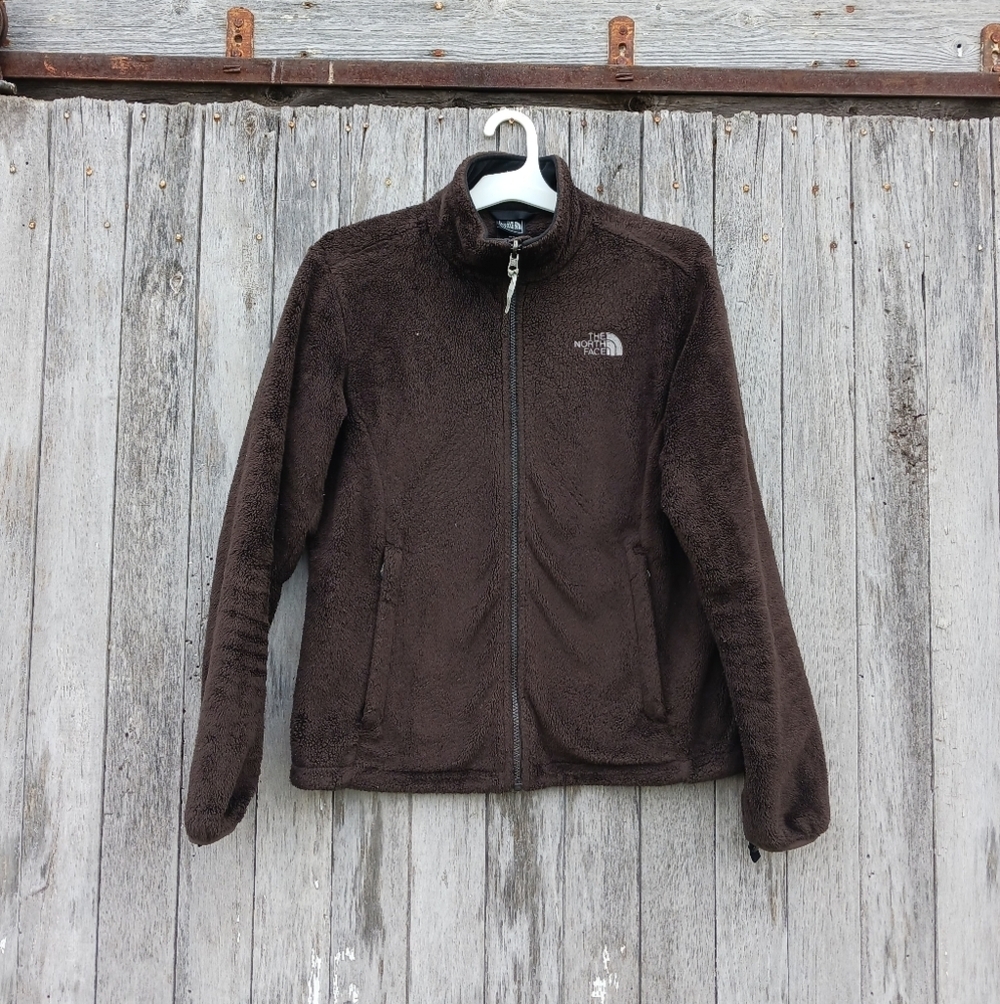 The North Face Jacket Women's Size M Brown Full Zip Fuzzy Fleece Outdoor Sweater